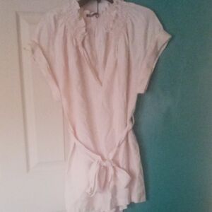Zara Light Pink Tie-Waist Tunic Top